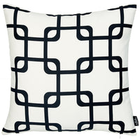 Black and White Geometric Squares Decorative Throw Pillow Cover