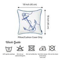 Blue and White Nautical Anchor Decorative Throw Pillow Cover