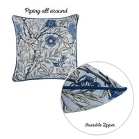 Blue Jacquard Leaf Decorative Throw Pillow Cover