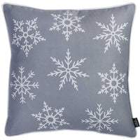 18"x18" White Snow Flakes Christmas Decorative Throw Pillow Cover