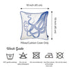 Square White And Blue Octopus Decorative Throw Pillow Cover