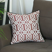 Dusty Red Jacquard Geo Decorative Throw Pillow Cover