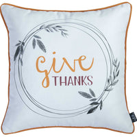 Give Thanks Square Printed Decorative Throw Pillow Cover