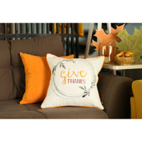 Give Thanks Square Printed Decorative Throw Pillow Cover