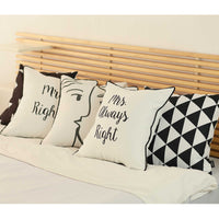 Set of 2 Mr. and Mrs. Right Decorative Printed Pillow Covers