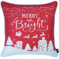 18"x18" Red Printed Christmas Decorative Throw Pillow Cover