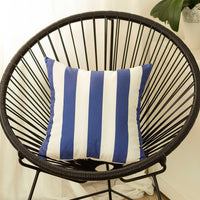 Blue and White Cabana Stripe Geometric Decorative Throw Pillow Cover