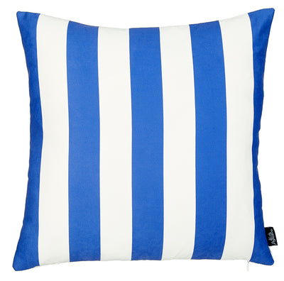 Blue and White Cabana Stripe Geometric Decorative Throw Pillow Cover