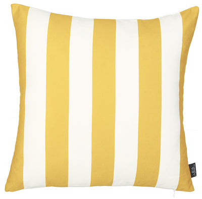 Yellow and White Cabana Stripe Geometric Decorative Throw Pillow Cover