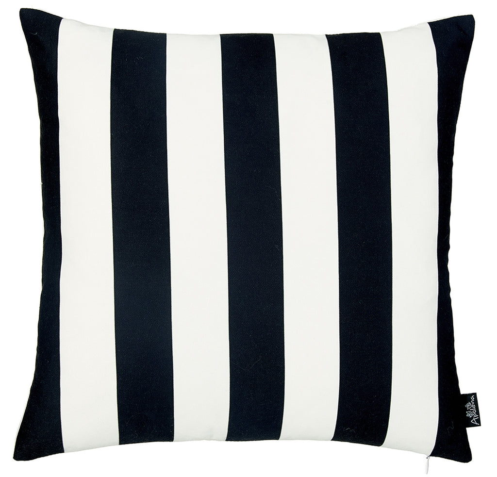 Black and White Cabana Stripe Geometric Decorative Throw Pillow Cover