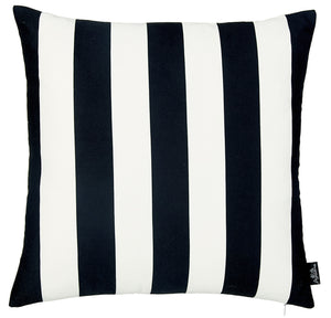 Black and White Cabana Stripe Geometric Decorative Throw Pillow Cover