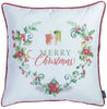 Merry Christmas Wreath Square Decorative Throw Pillow Cover