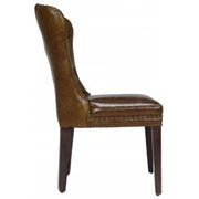 43.5" x 19.5" x 22" Leather and Wood Brown Traditional Dining Chair