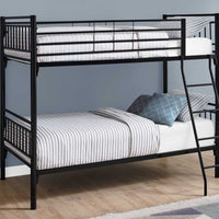 56.75"x 78.5"x 65.75" Bunk Bed Twin Size Detachable Black Metal