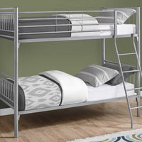 56.75"x 78.5"x 65.75" Bunk Bed Twin Size Detachable Silver Metal