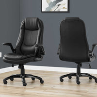 28.5"x 29.5"x 94" Office Chair Black Leather Look High Back Executive