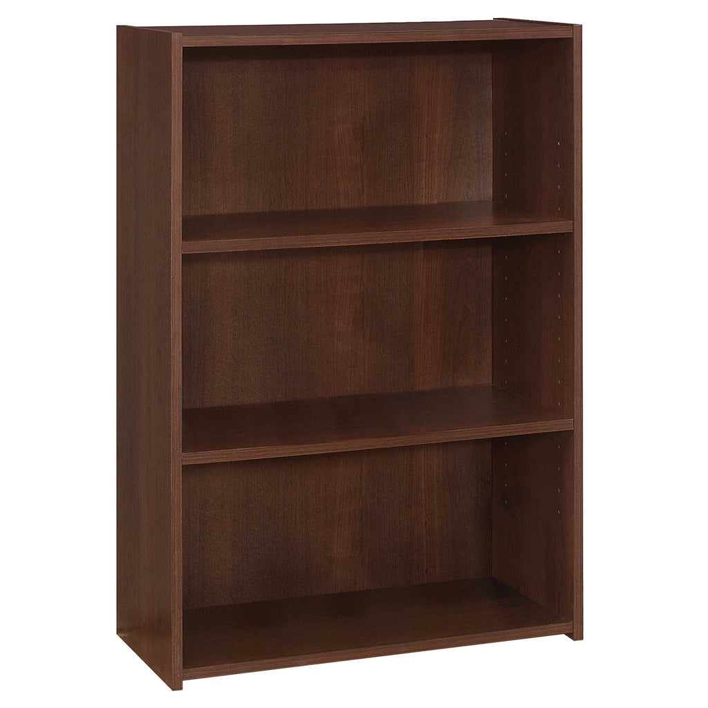 36" Brown Adjustable Three Tier Standard Bookcase