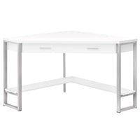 42"x 42"x 30" Computer Desk White Corner Silver Metal