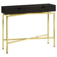 12"x 42.5"x 32.5" Accent Table Cappuccino Or Gold Hall Console