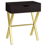 12"x 18.25"x 22.25" Accent Table Cappuccino Or Gold Metal