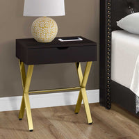 12"x 18.25"x 22.25" Accent Table Cappuccino Or Gold Metal