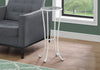 12"x 12"x 28.5" Accent Table White Metal With Tempered Glass