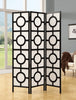 1"x 52"x 70.25" Folding Screen 3 Panel Black Frame Circle Design