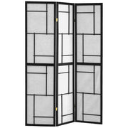 1"x 52"x 70.25" Folding Screen 3 Panel Black Frame