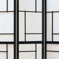 1"x 52"x 70.25" Folding Screen 3 Panel Black Frame