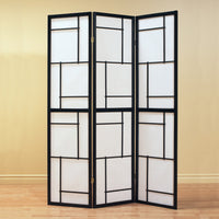 1"x 52"x 70.25" Folding Screen 3 Panel Black Frame