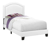 43"x 80.25"x 51.5" Bed Twin Size White Leather Look With Chrome Trim