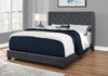 66.5"x 87.5"x 49.75" Bed Queen Size Dark Grey Velvet With Chrome Trim