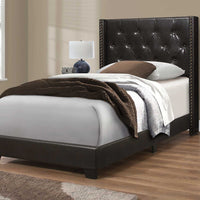 45.25"x 82.75"x 49.75" Bed Twin Size Brown Leather Look With Brass Trim