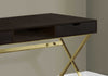 23.75"x 47.25"x 29.25" Computer Desk Cappuccino Or Gold Metal