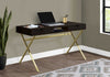 23.75"x 47.25"x 29.25" Computer Desk Cappuccino Or Gold Metal