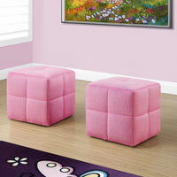 24"x 24"x 24" Ottoman 2pcs Set Juvenile Fuzzy Pink Fabric