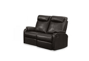 30"x 50"x 41" Reclining Love Seat Brown Bonded Leather