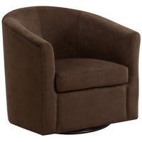 28"x 30.25"x 29.5" Accent Chair Swivel Dark Brown Abstract Velvet