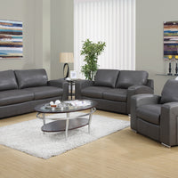 35"x 66"x 36" Love Seat Charcoal Grey Bonded Leather