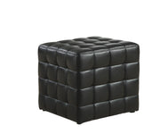 16.75"x 16.75"x 17" Ottoman Black Leather Look Fabric