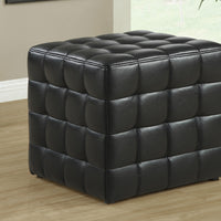 16.75"x 16.75"x 17" Ottoman Black Leather Look Fabric