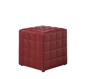 16.75"x 16.75"x 17" Ottoman Red Leather Look Fabric