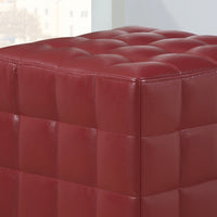 16.75"x 16.75"x 17" Ottoman Red Leather Look Fabric