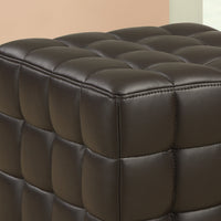16.75"x 16.75"x 17" Ottoman Dark Brown Leather Look Fabric