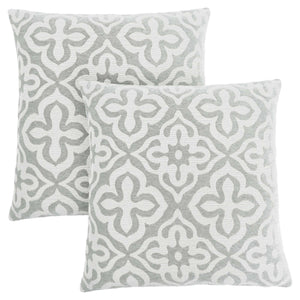 18"x 18" Pillow Light Grey Motif Design 2pcs