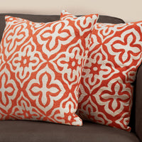 18"x 18" Pillow Orange Motif Design 2pcs