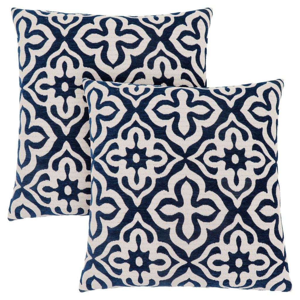 18"x 18" Pillow Dark Blue Motif Design 2pcs