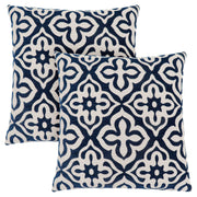 18"x 18" Pillow Dark Blue Motif Design 2pcs