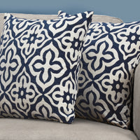 18"x 18" Pillow Dark Blue Motif Design 2pcs