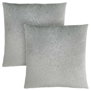 18"x 18" Pillow Light Grey Floral Velvet 2pcs